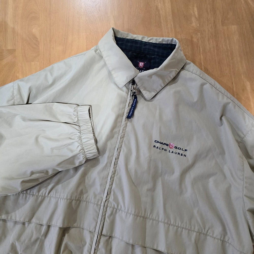 Vintage Ralph Lauren Chaps Golf Full Zip Jacket Elastic Waist Cuffs Tan‎ Size XL